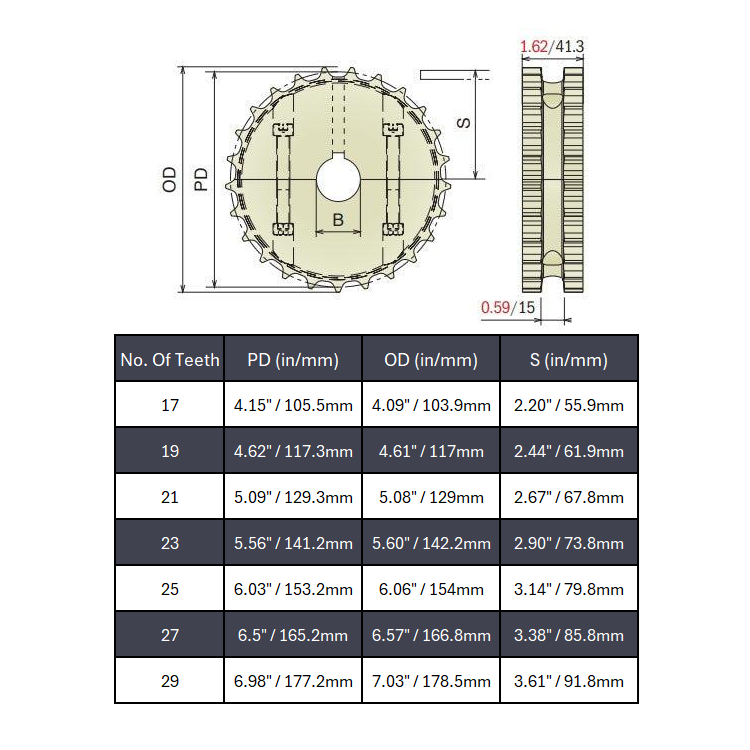 Split Drive Conveyor Sprocket (Machined) Series 820 - 1" Bore