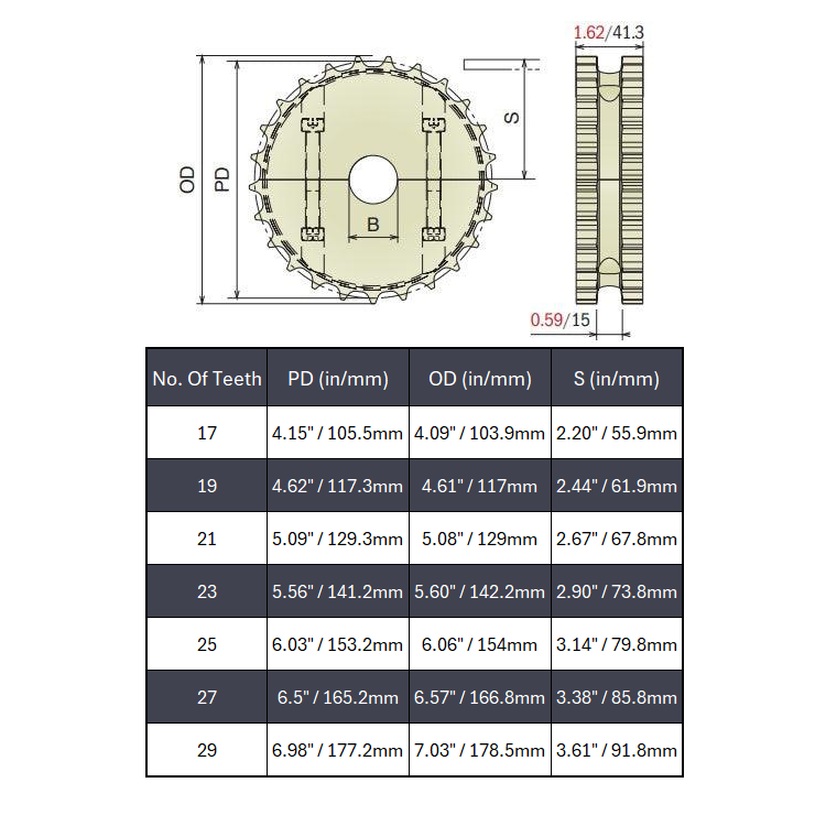 Split Idler Conveyor Sprocket (Machined) Series 820 - .71" Bore