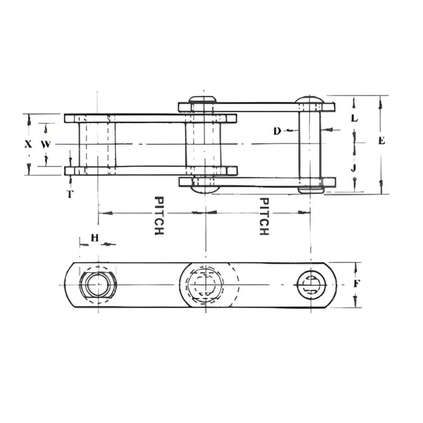 SS102B SS Class Steel Bushed Conveyor Chain - 10ft