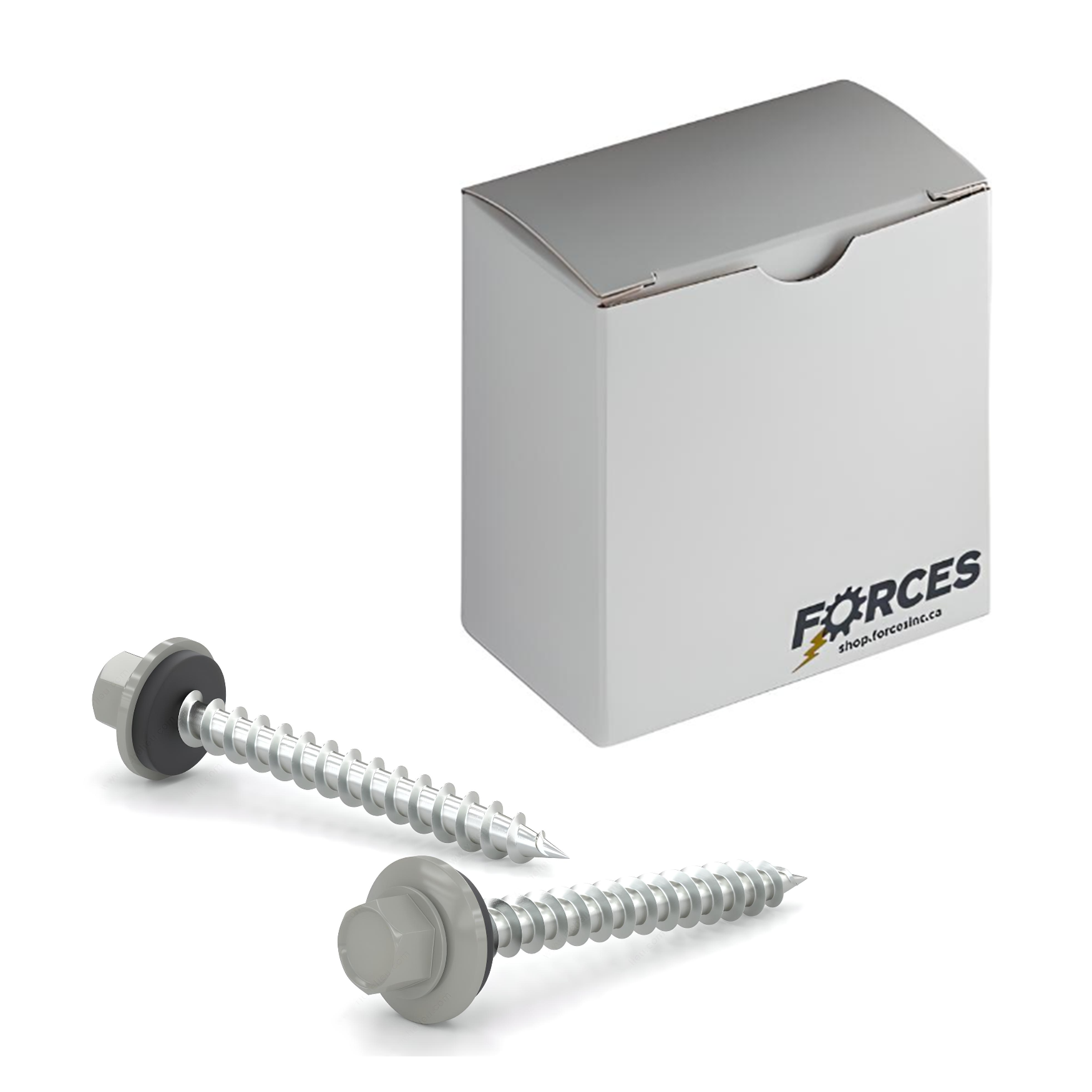 #9 x 1" Metal Roofing Screw Hex Head W/ Washer Type A Point - Steel Stone Gray