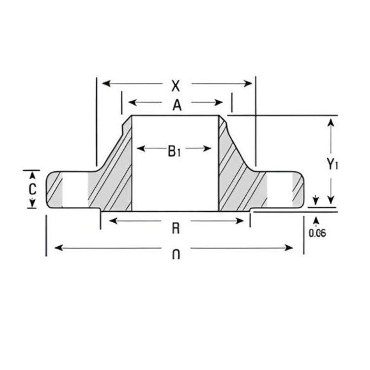 10" Weld Neck Flange Sch 40S Class #150 - Stainless Steel 316