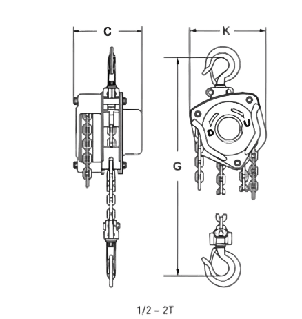 Chain Block Hoist - 0.5T - 15ft - (W/ Overload protection) - Forces Inc