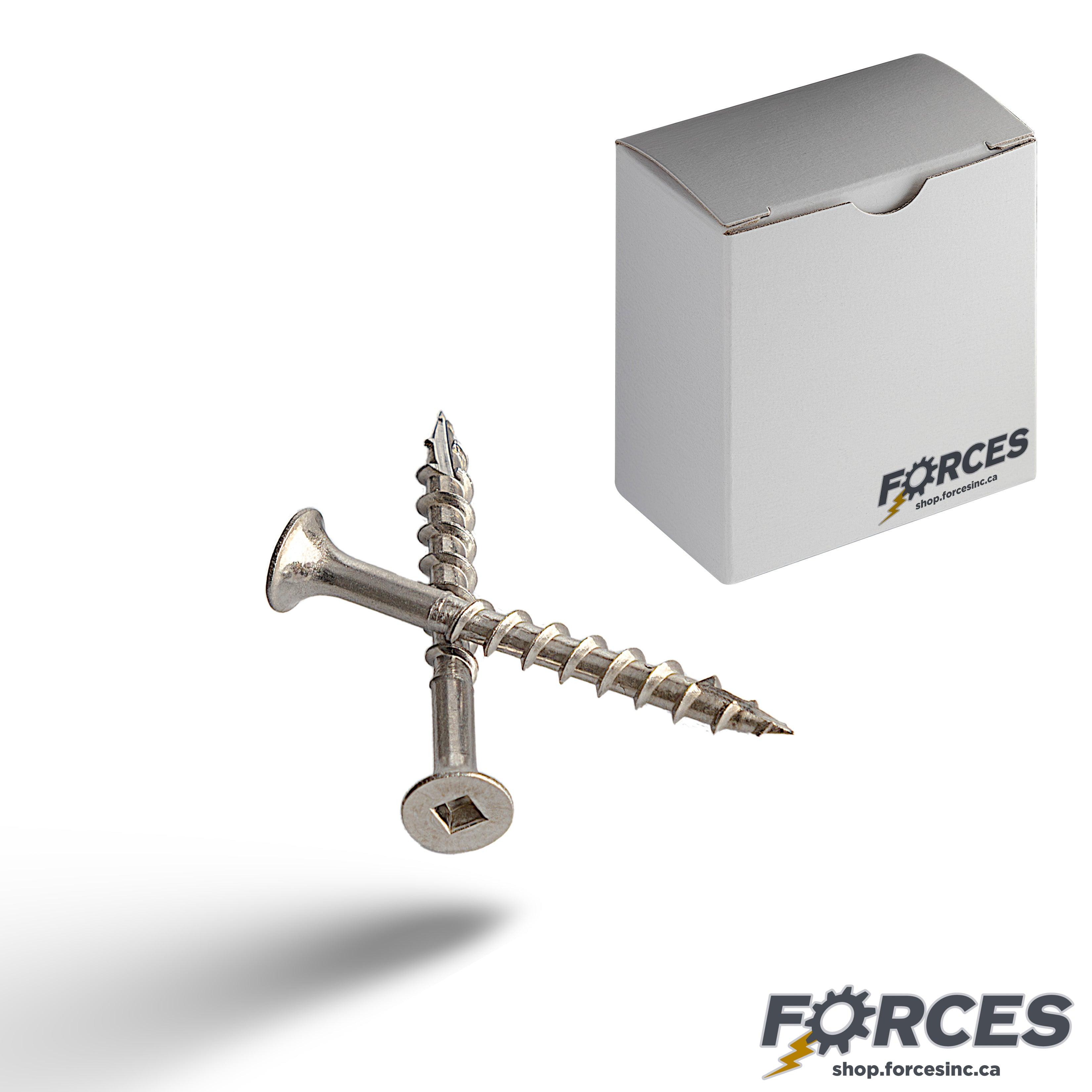 Deck Screws #10-8 x 1-5/8" Square Drive Flat Head - SS 18-8 [100/PK] - Forces Inc