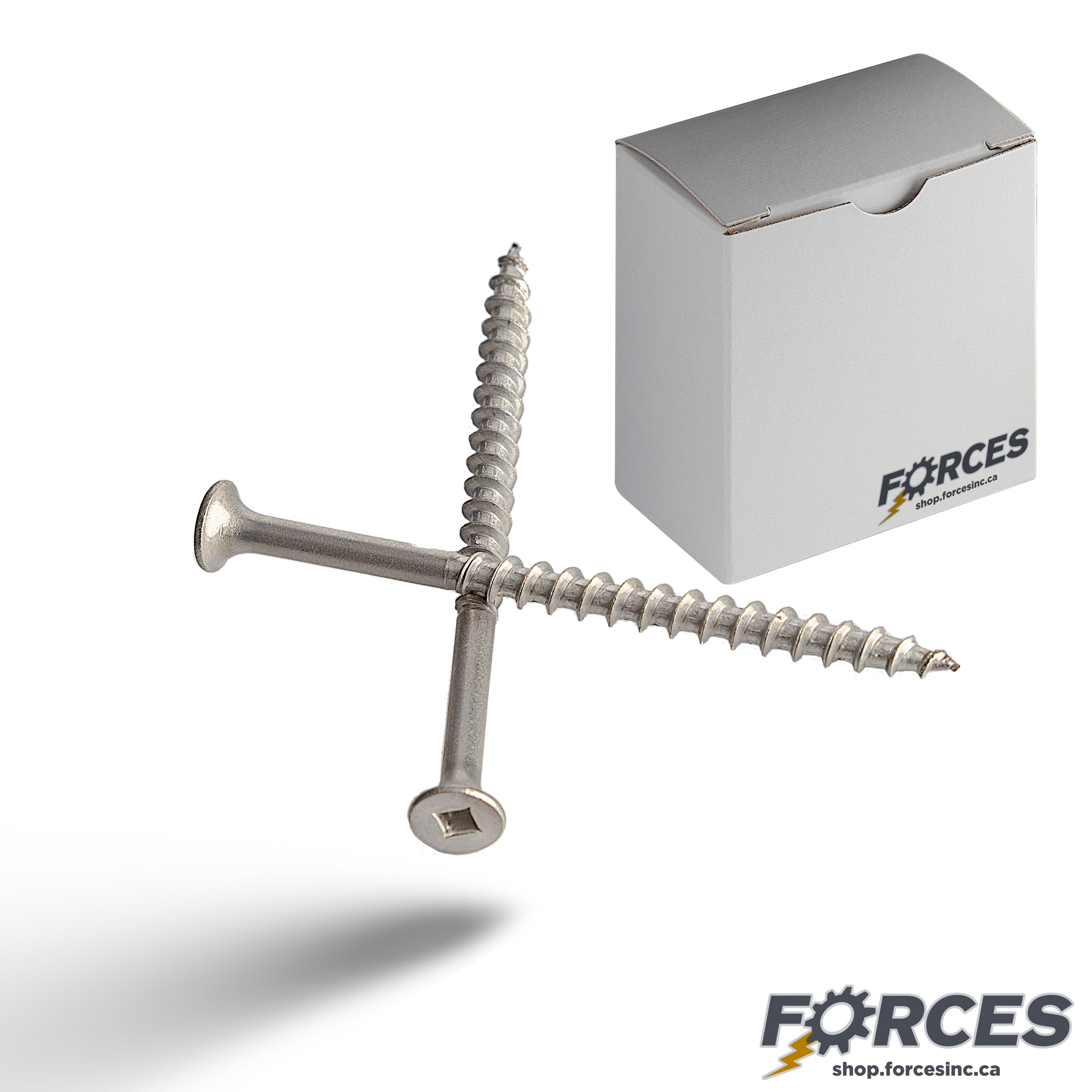 Deck Screws #10-8 x 2-1/2" Square Drive Flat Head - SS 18-8 [100/PK] - Forces Inc