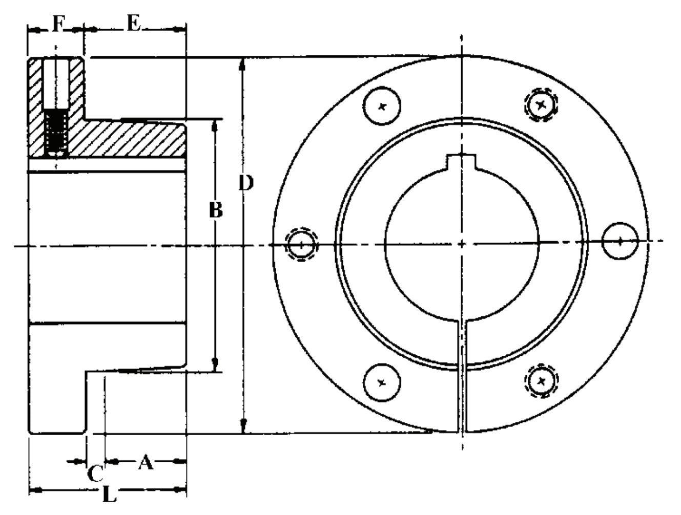 E-1-1/2 QD Bushing, 1-1/2" Bore - Forces Inc