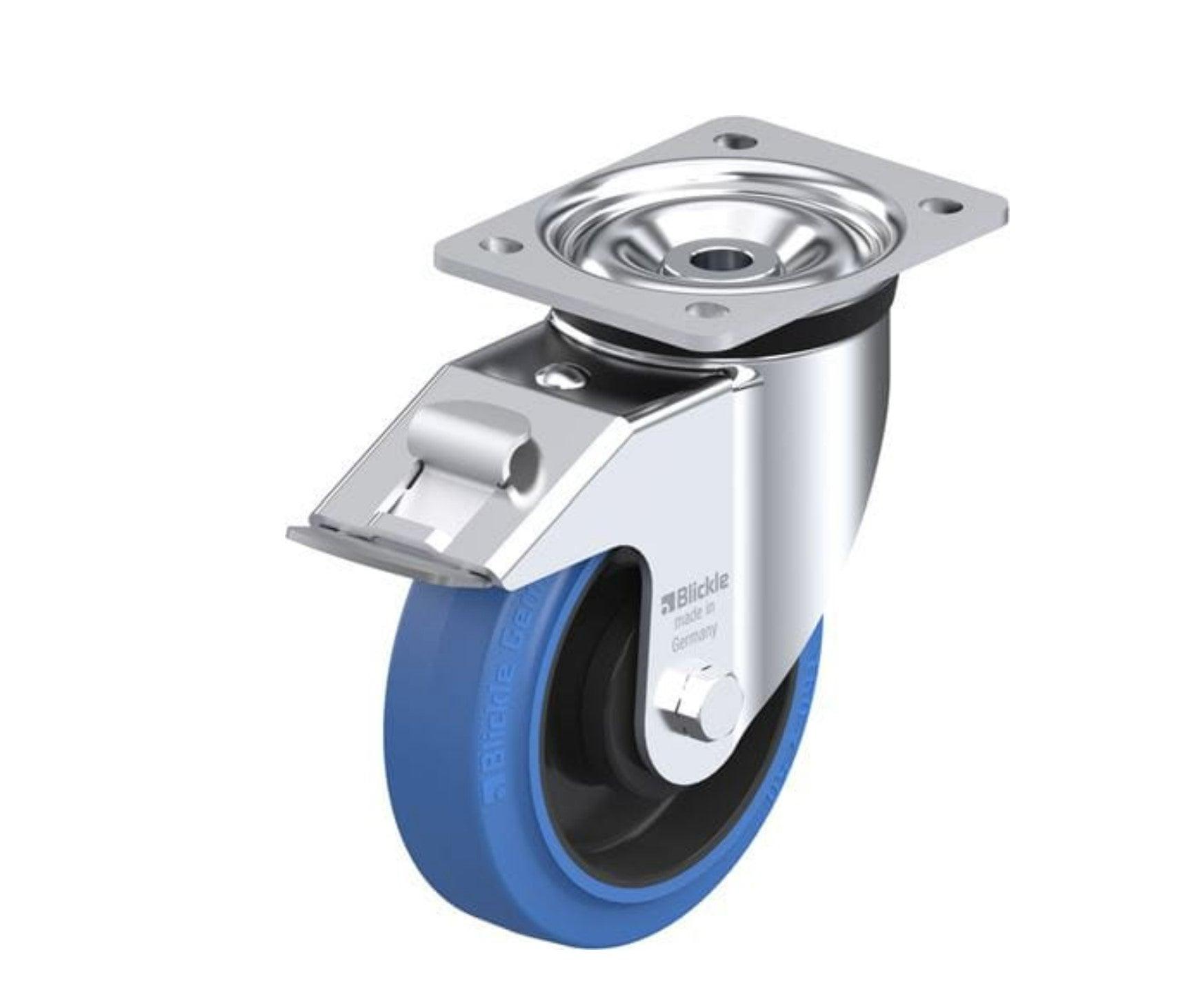 Elastic Rubber Caster 6-5/16" x 2" W/ Brake, 880 Lbs Load Model: LK-POEV 160KA-FI-SB - Forces Inc