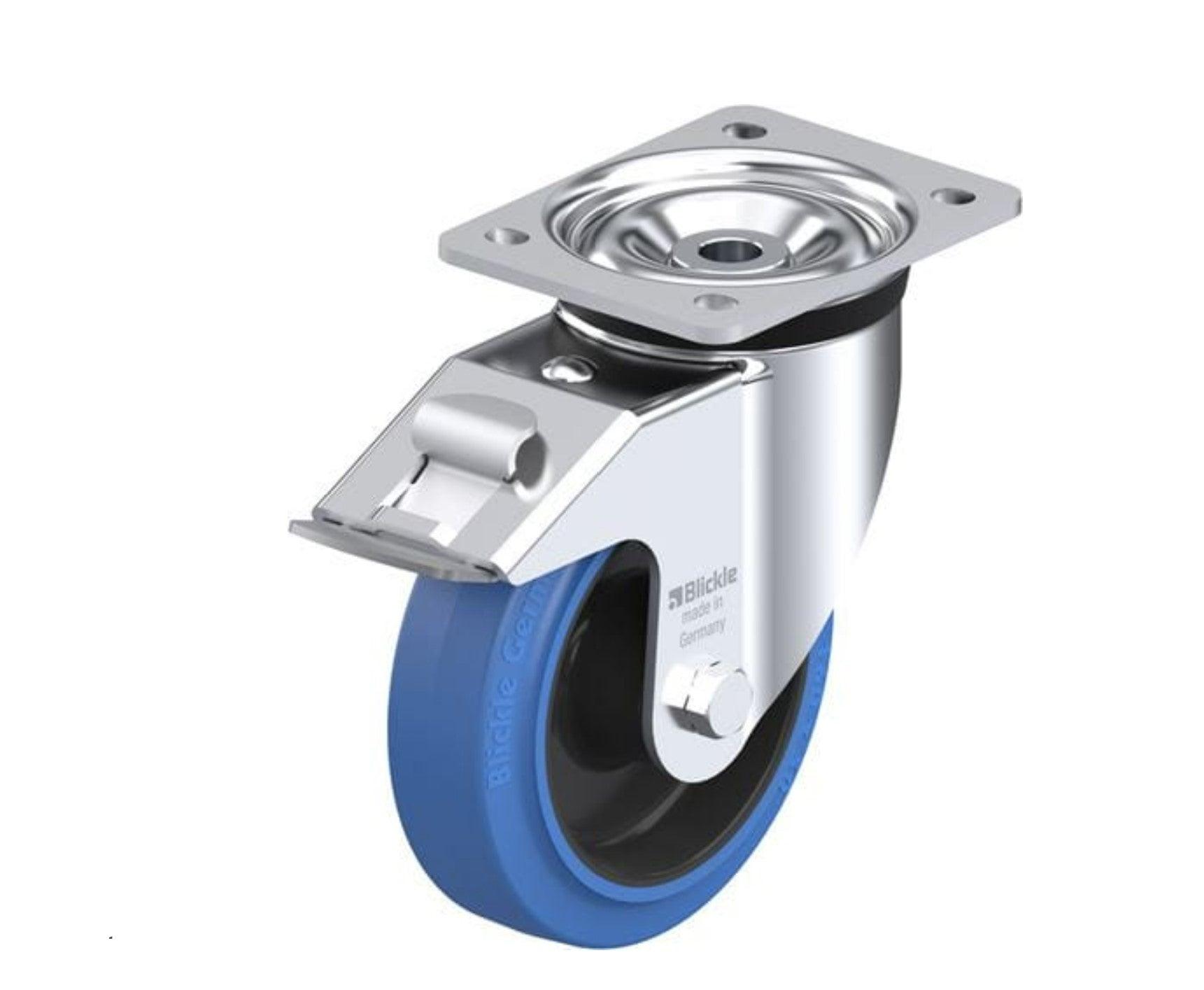 Elastic Rubber Caster 6-5/16" x 2" W/ Brake, 880 Lbs Load Model: LK-POEV 160R-FI-SB - Forces Inc