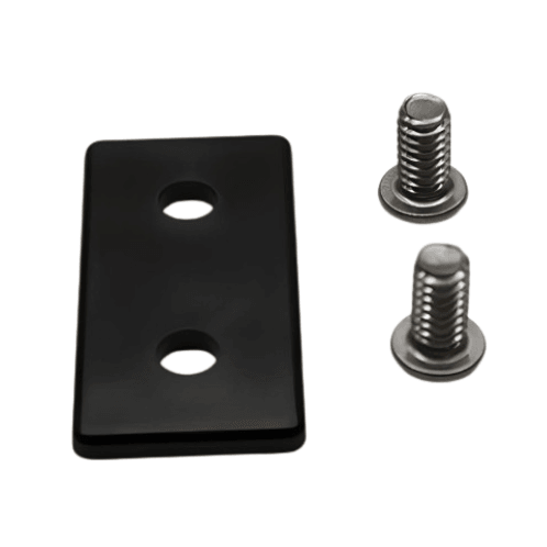 End Cap 1.5" x 3" Black Plastic w/ Stainless Screws | 15 Series T-Slot - Forces Inc