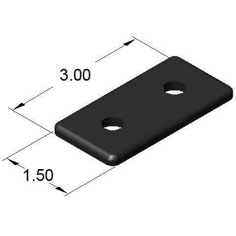 End Cap 1.5" x 3" Black Plastic w/ Stainless Screws | 15 Series T-Slot - Forces Inc