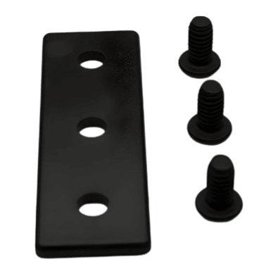 End Cap 1" x 3" x 1/8" Black Plastic w/ Screws | 10 Series T-Slot - Forces Inc