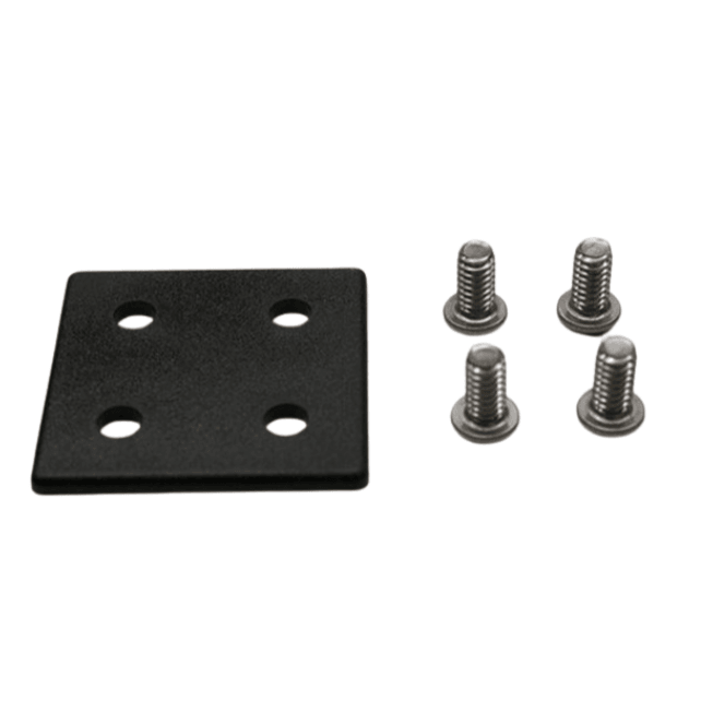 End Cap 2" x 2" Black Plastic w/ Stainless Screws | 10 Series T-Slot - Forces Inc