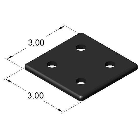 End Cap 3" x 3" Black Plastic w/ Push-in | 15 Series T-Slot - Forces Inc