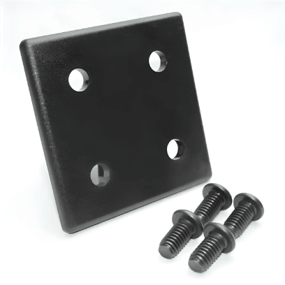 End Cap 3" x 3" Black Plastic w/ Screws | 15 Series T-Slot - Forces Inc