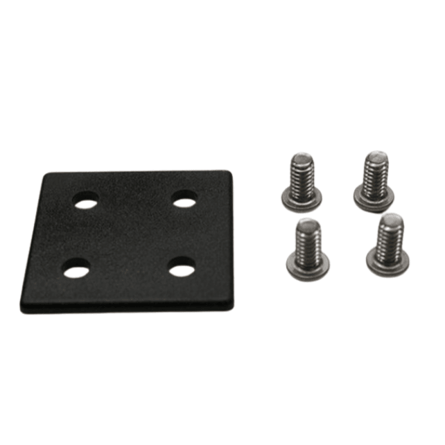 End Cap 3" x 3" Black Plastic w/ Stainless Screws | 15 Series T-Slot - Forces Inc