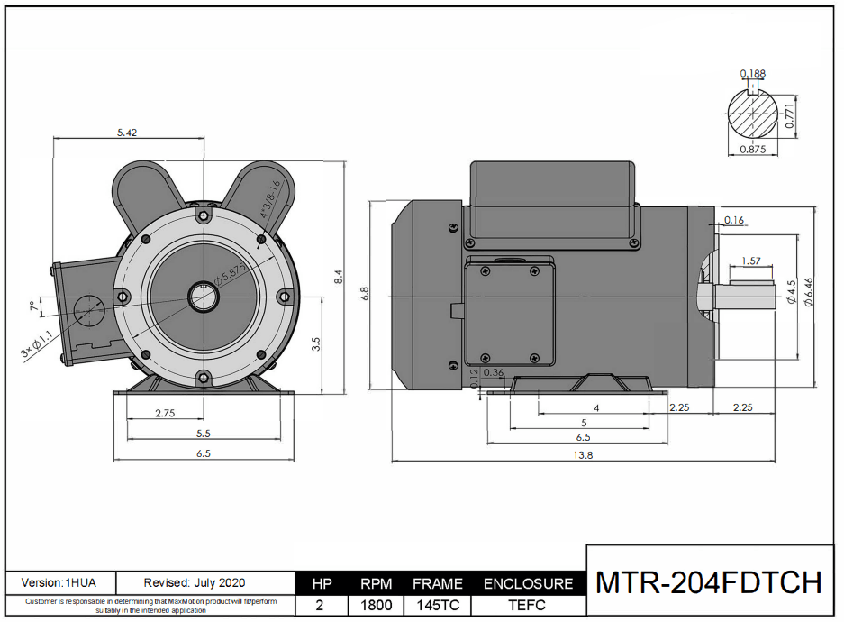 Farm Duty Motor 2HP, 1800RPM, 115/208-230V, Frame 145T(C), TEFC | MTR-204FDTCH - Forces Inc