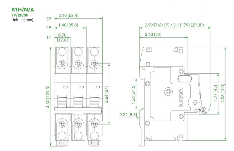 FB1H3C15 - Miniature Circuit Breakers Box Lug 3P 480Y/277 Vac 15 A Trip Curve C - Forces Inc