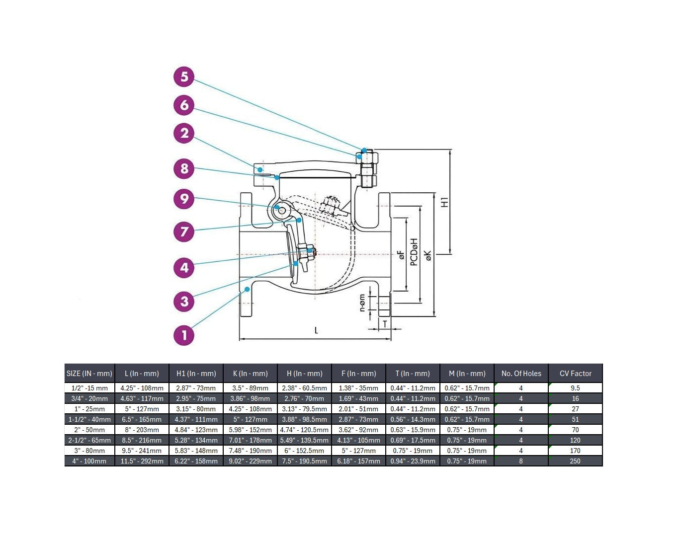 Flanged Swing Check Valve #150 Stainless Steel 316