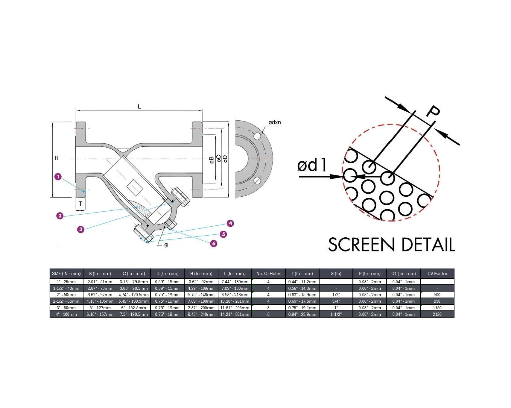 Flanged "Y" Strainer Class 150 Stainless Steel 316
