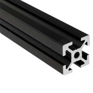 1" x 1" Black Smooth T-Slotted Aluminum Extrusion