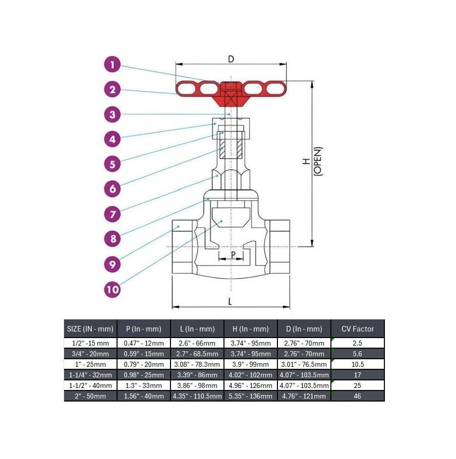 Globe Valve NPT 200 WOG Stainless Steel 316