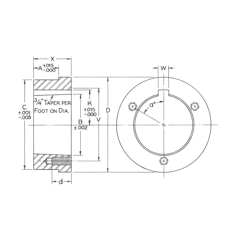 HP1 Split Taper Weld-On Hub - Carbon Steel - Forces Inc