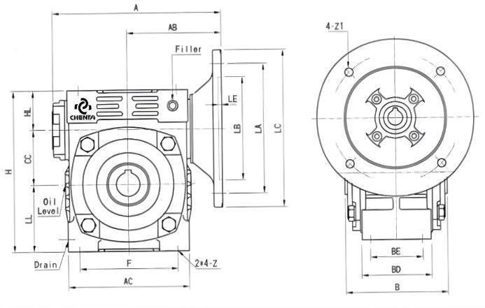 Hollow Shaft Gear Speed Redcuer 143T 30:1 Size 80 | UHM8030 - Forces Inc