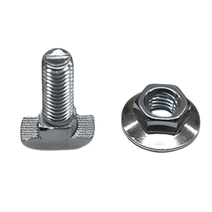 M8 x 20 Hammer Bolt with Flanged Hex Nut for 45 Series T-Slot - Forces Inc