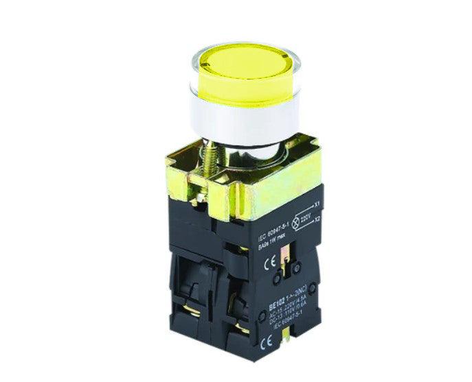 NOARK® Illuminated Yellow Pushbutton 22mm 2NO W/ Guard | Ex9PBW3563N - Forces Inc