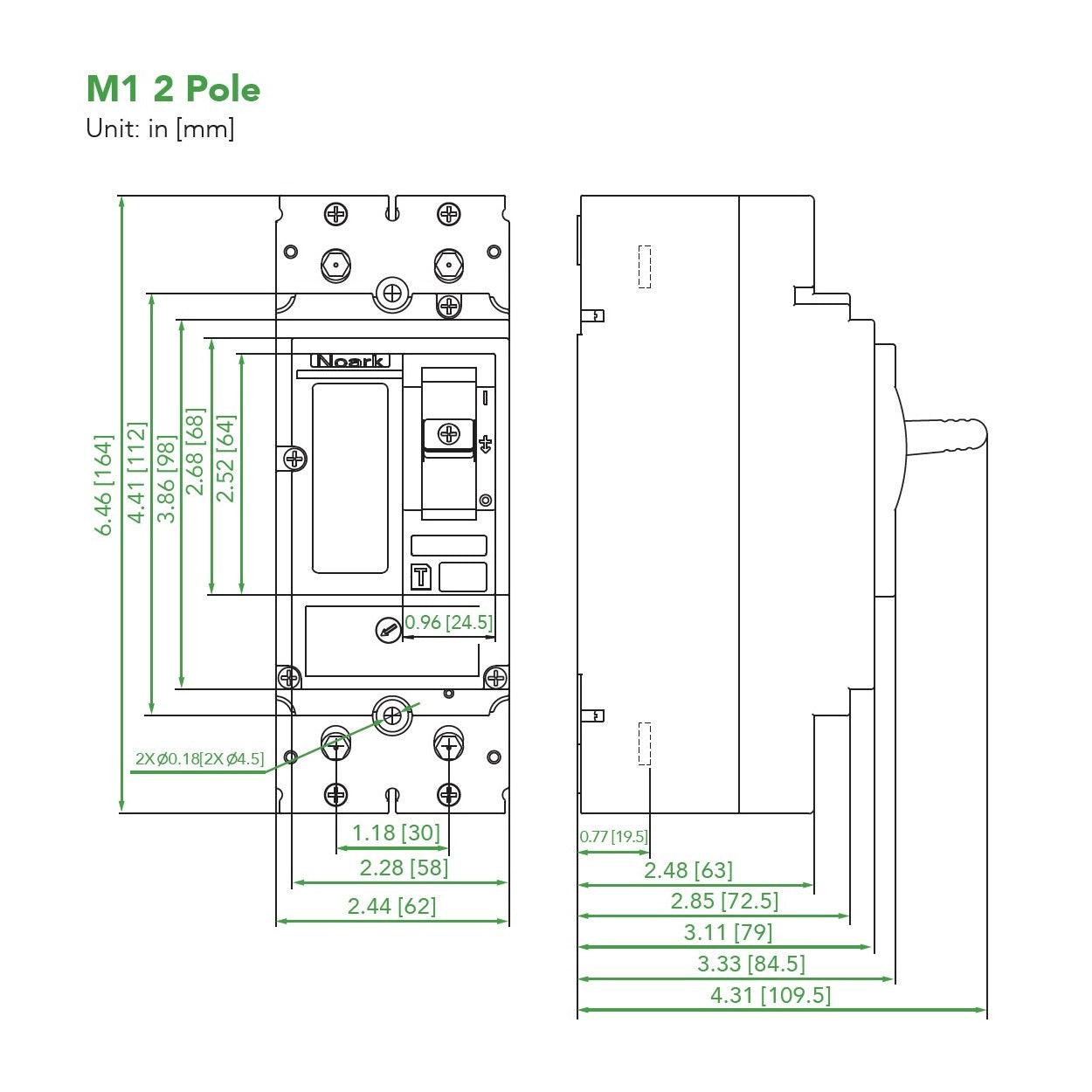 NOARK® Molded Case Circuit Breaker 125A, 2P IC Class N | M1N125T22L - Forces Inc