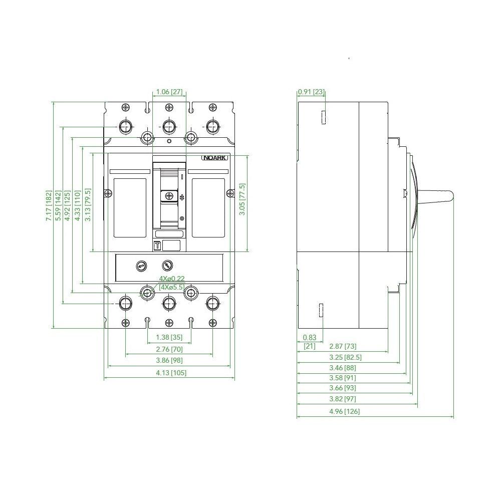 NOARK® Molded Case Circuit Breaker 125A, 3P IC Class S | M2S125T3L - Forces Inc