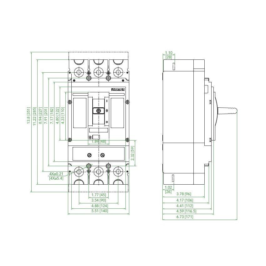 NOARK® Molded Case Circuit Breaker 400A, 3P IC Class H | M3H400T3L - Forces Inc