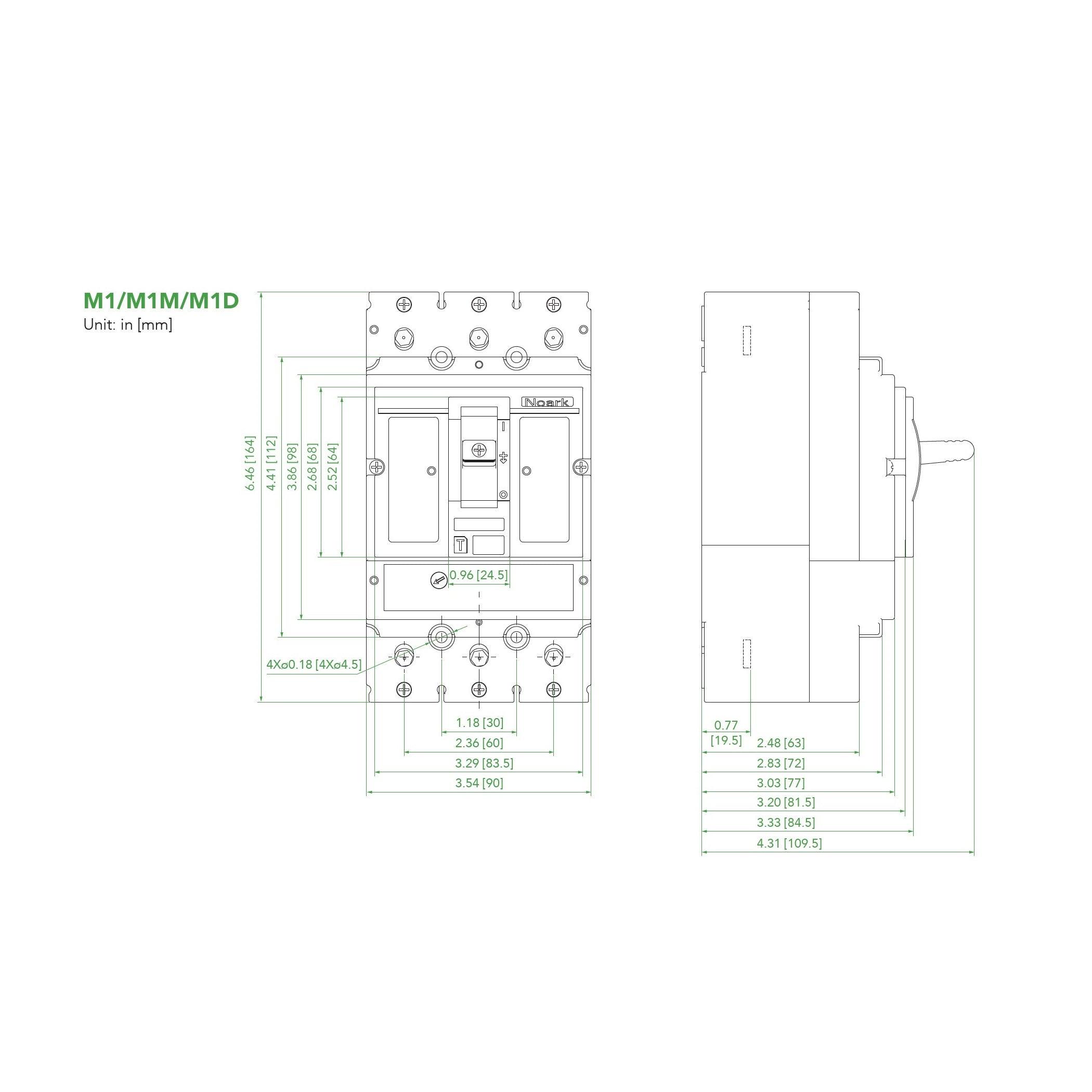 NOARK® Molded Case Circuit Breaker 45A, 3P IC Class N | M1N45T3L - Forces Inc