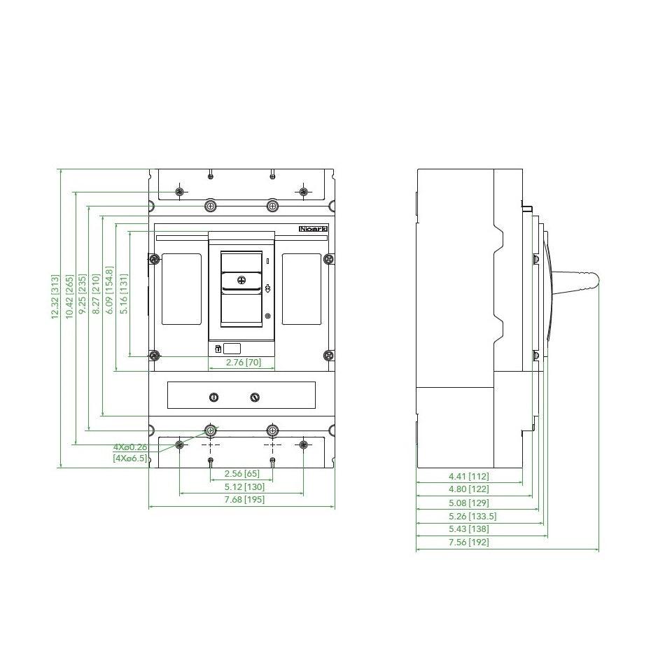 NOARK® Molded Case Circuit Breaker 500A, 3P IC Class N | M4N500T3L - Forces Inc