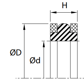 Piston T-Seal (TP) 2.500" x 2.125" x 0.280" - Nitrile/Nylon - Forces Inc