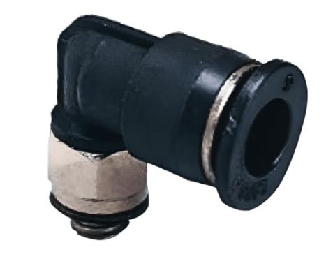 Push to Connect 90 Elbow Fitting 1/4" Tube x 10-32 NPT Male - Compact - Forces Inc