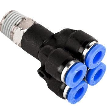 Push to Connect Double Wye "Y" Union 6mm Tube x 1/8" NPT Male - Forces Inc