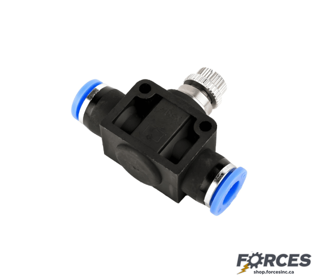 Push To Connect Inline Flow Control Valve 3/16" Tube - Forces Inc