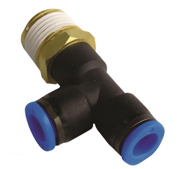 Push to Connect Run Tee 10mm Tube x 1/4" BSPT (R) - Forces Inc