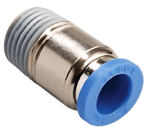 Push to Connect Straight Fitting (Round) 10mm Tube x 1/2" BSPT (R) Male - Forces Inc