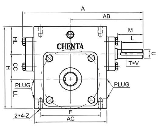 Right Angle Gear Speed Reducer 143T 50:1 Size 726 (Left Output) | BMU72650-L - Forces Inc