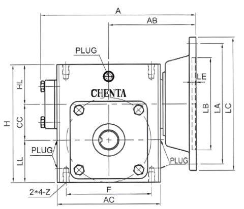 Right Angle Gear Speed Reducer 20:1 Size 718 (Left Output) | BTU71820-L - Forces Inc