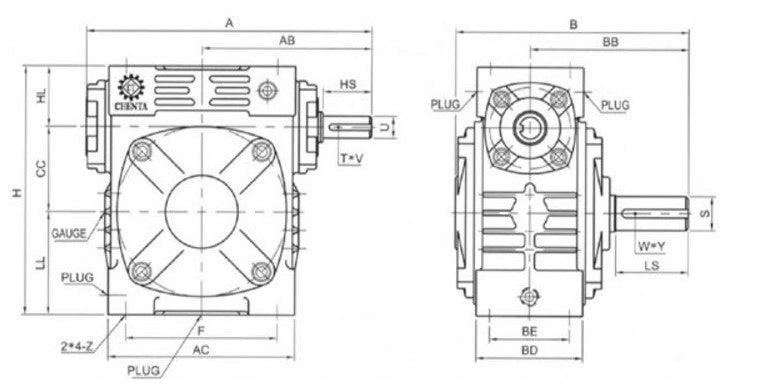 Right Angle Gear Speed Reducer 30:1 Size 70 (Left Output) | CTU7030-L - Forces Inc