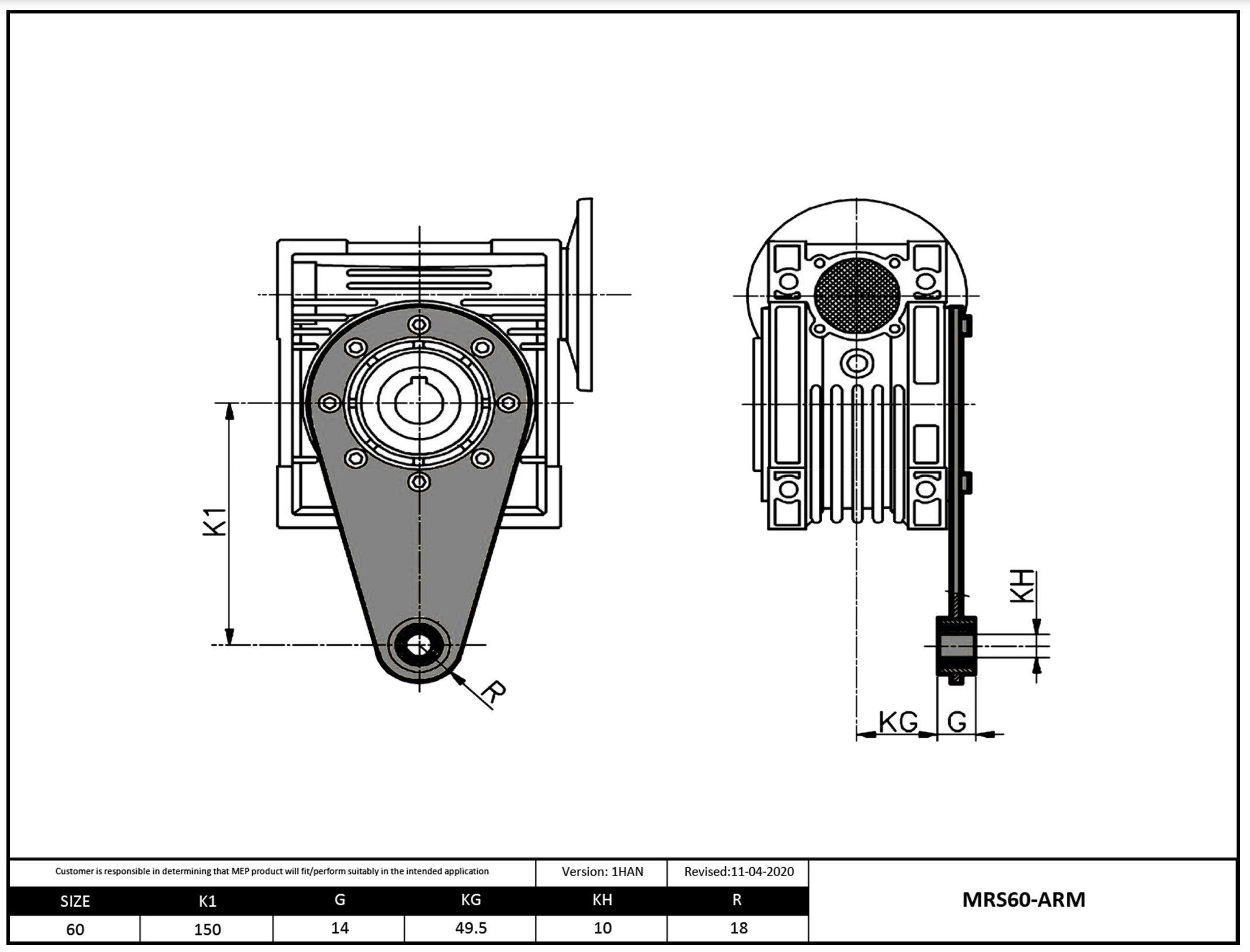 Size 63 304SS Torque Arm Assembly - Forces Inc