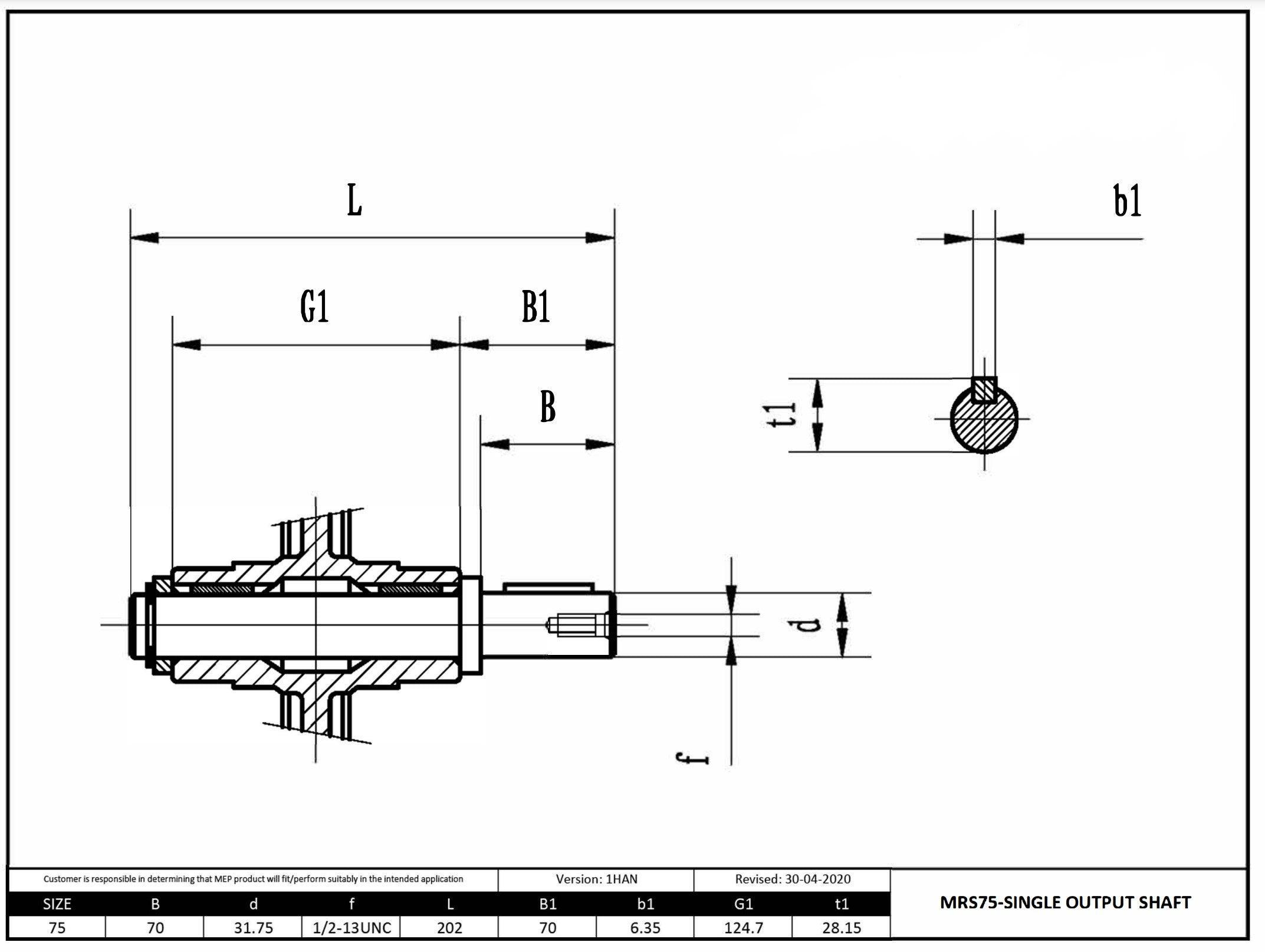 Size 75 304SS Single Output Shaft 1.25" - Forces Inc