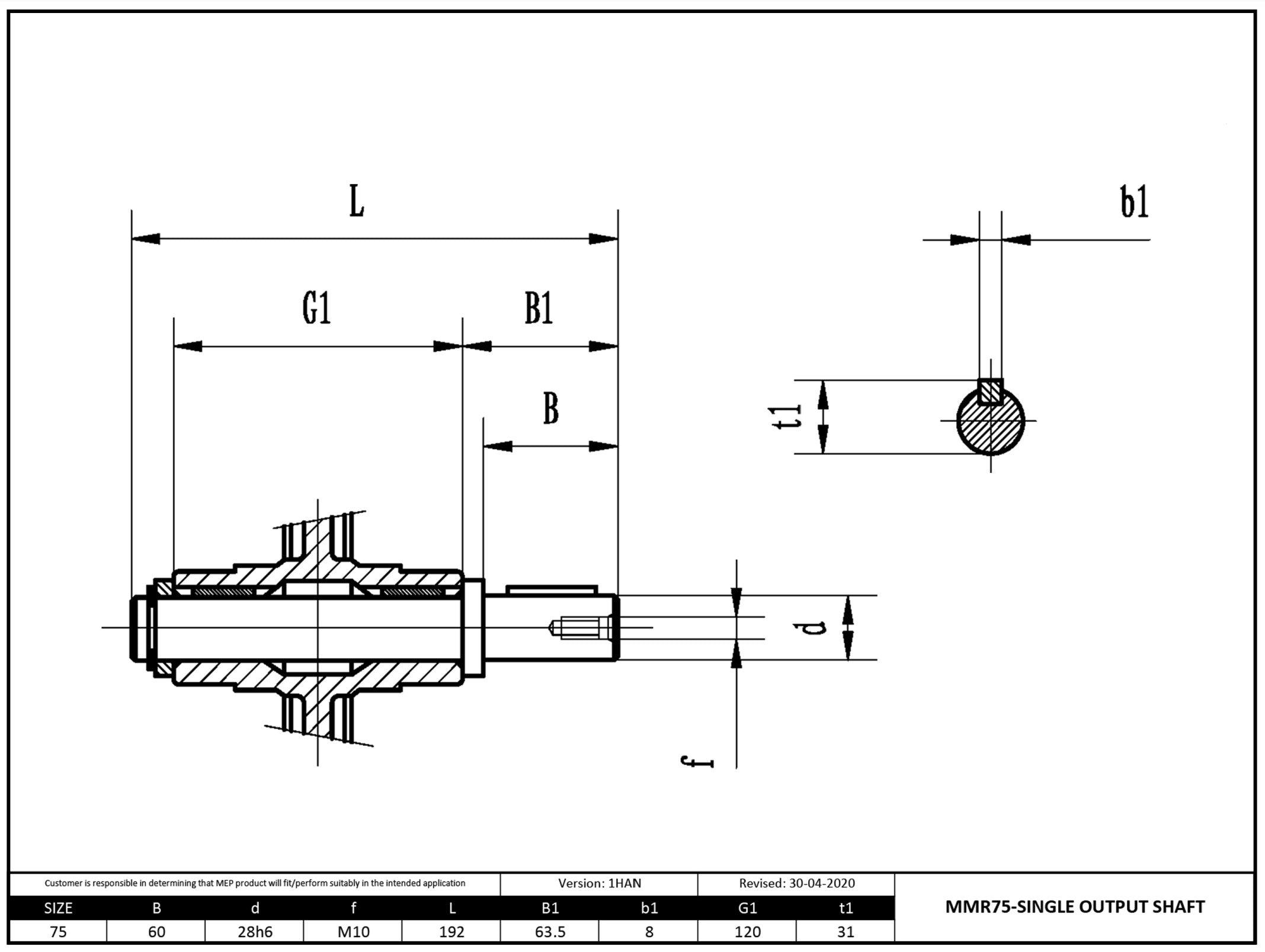 Size 75 Single Output Shaft 1.25" - Forces Inc