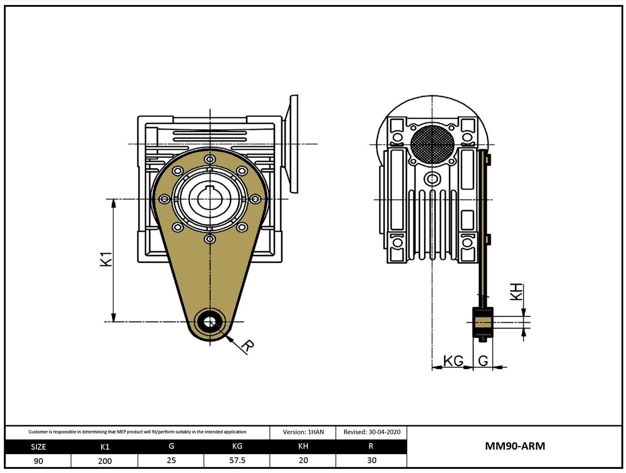 Size 90 Torque Arm Assembly - Forces Inc