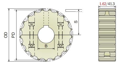 Split Drive Conveyor Sprocket (Machined) Series 815 - 1-1/2" Bore, 17 Teeth - Forces Inc