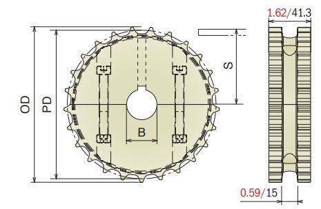 Split Drive Conveyor Sprocket (Machined) Series 820 - 1-1/2" Bore, 17 Teeth - Forces Inc