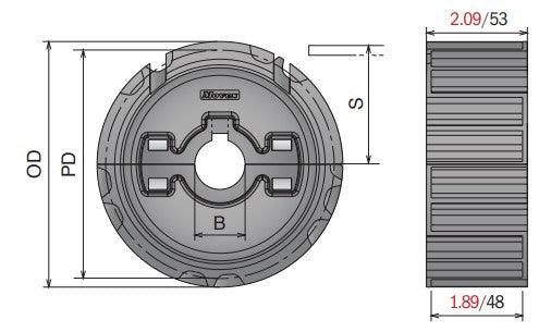 Split Drive Conveyor Sprocket (Molded) Series 815 - 1-1/2" Bore, 21 Teeth - Forces Inc