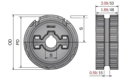 Split Drive Conveyor Sprocket (Molded) Series 820 - 1-1/2" Bore, 21 Teeth - Forces Inc